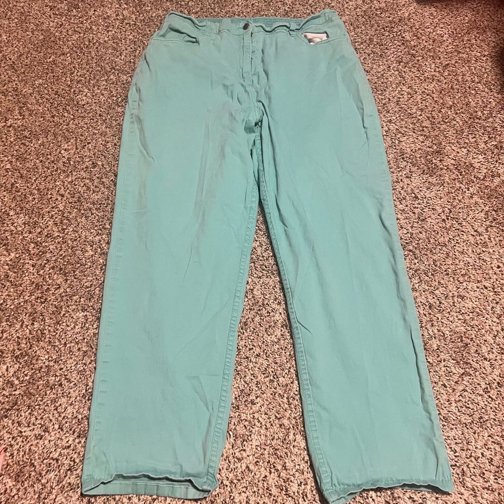 Blair Blue-Green Casual Straight Leg Pants Comfortable Elastic Waist Size 18W‎